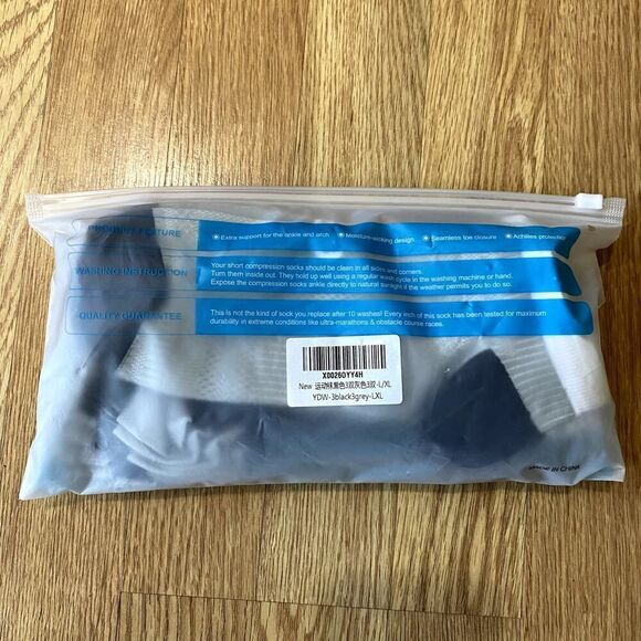 PA Plus Ankle Compression Socks Black Gray L/XL - Picture 5 of 13